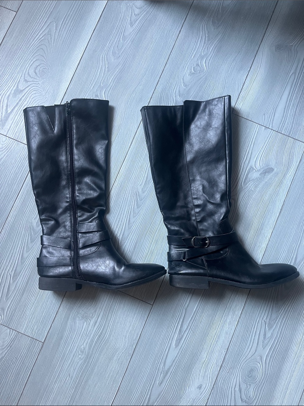 Style & Co. Black Tall Riding Boots with Buckle Strap